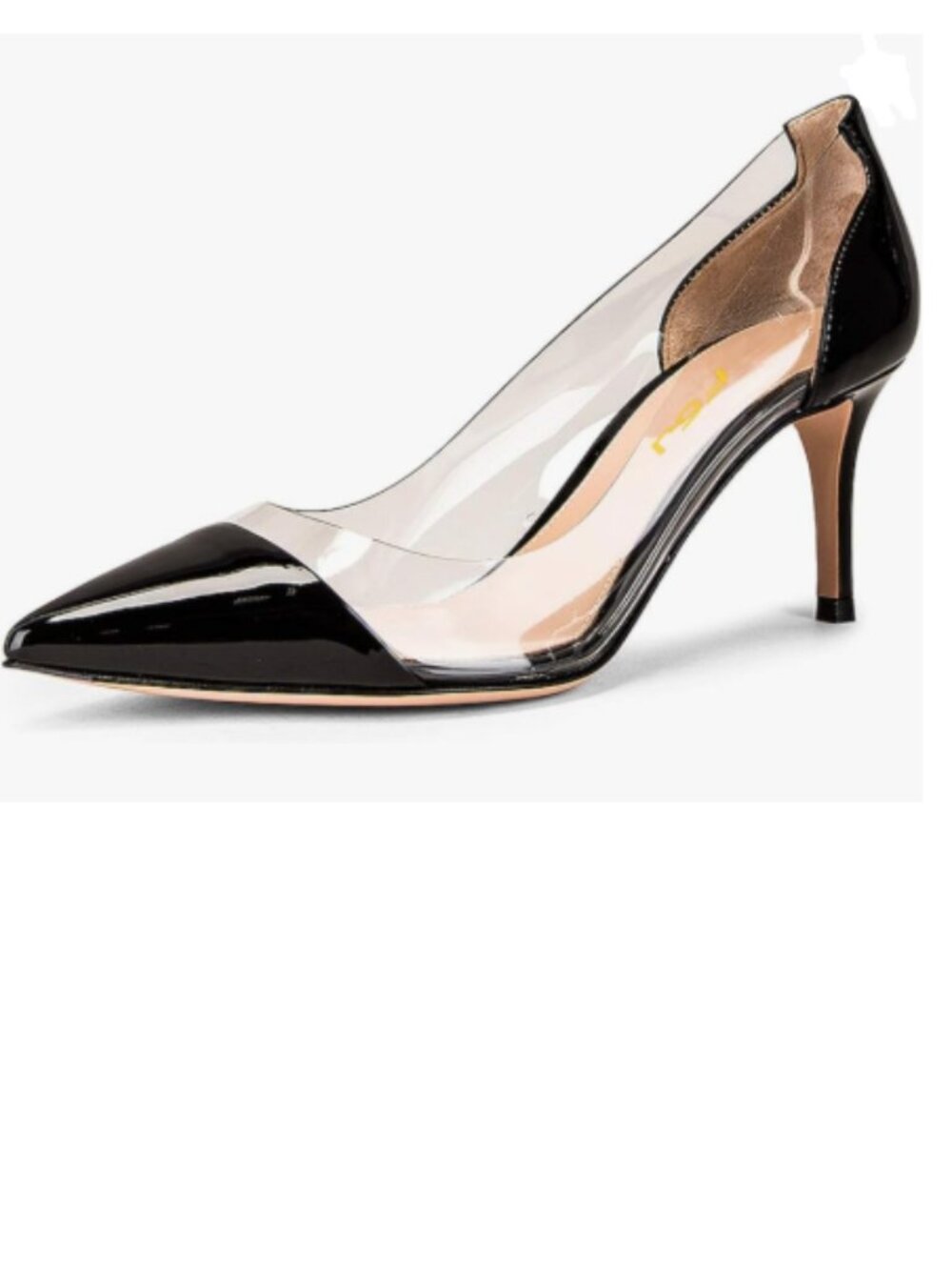 FSJ Black Clear Pumps High Heels Slip On Party Wedding Dress Shoe